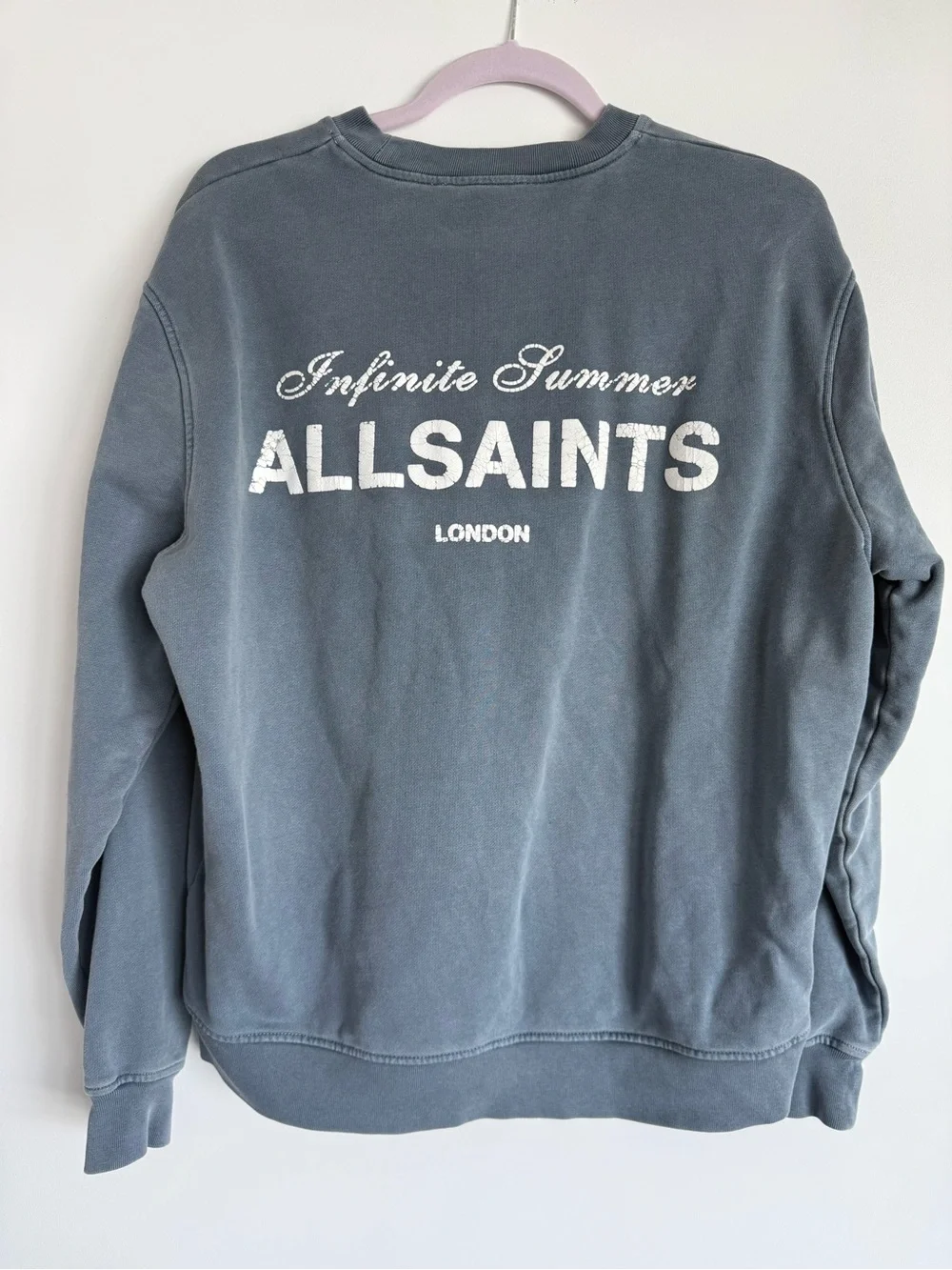 All Saints Faded Slate Blue Crewneck Sweatshirt - Small